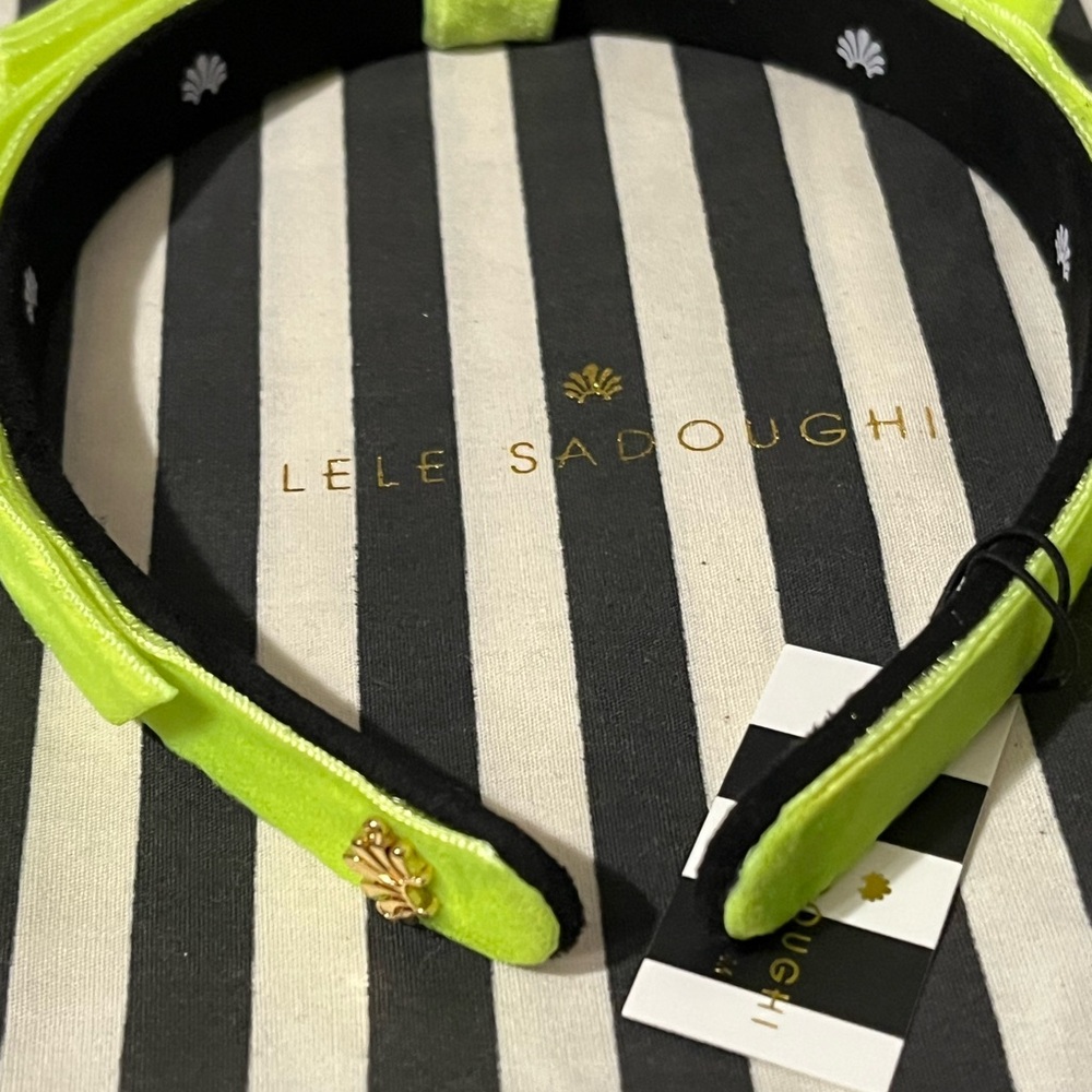 LELE SADOUGHI NWT AUTHENTIC NEON SUNSHINE BARDOT SLIM VELVET RIBBON HEADBAND - Picture 8 of 12